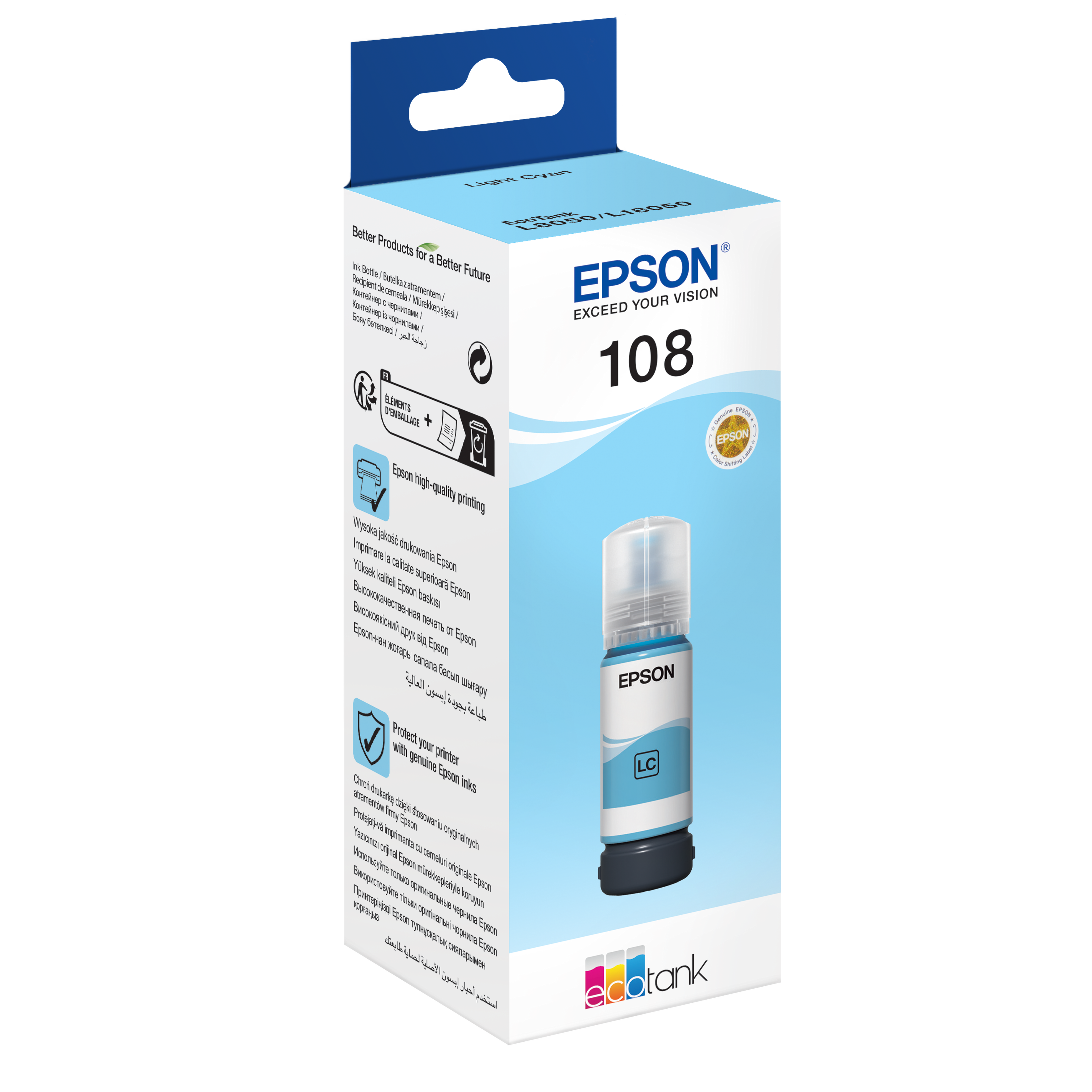 EPSON 108 EcoTank Cyan Ink Bottle - EP-C13T09C24A