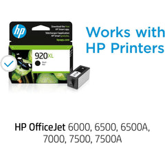HP 920XL High Yield Black Original Ink Cartridge, CD975AN 