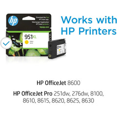 HP 951XL High Yield Yellow Original Ink Cartridge, CN048AN