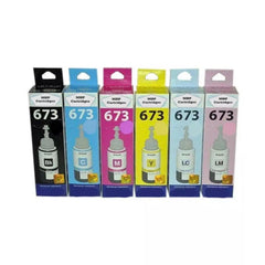 EPSON T673 Original ink Bottle (Black/Yellow/Magenta/Cyan/Light Cyan/Light magenta)(Pack of 6)